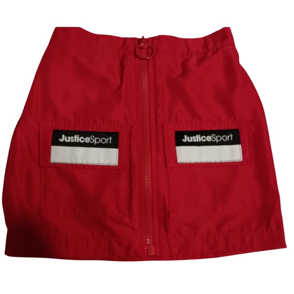 Justice Sport zip-front Red Athletic skirt Size 6 built-in shorts & pockets